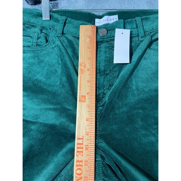 NWT Loft Corduroy Pants Womens 31/12 Straight Leg Velour Christmas Green - Picture 7 of 8